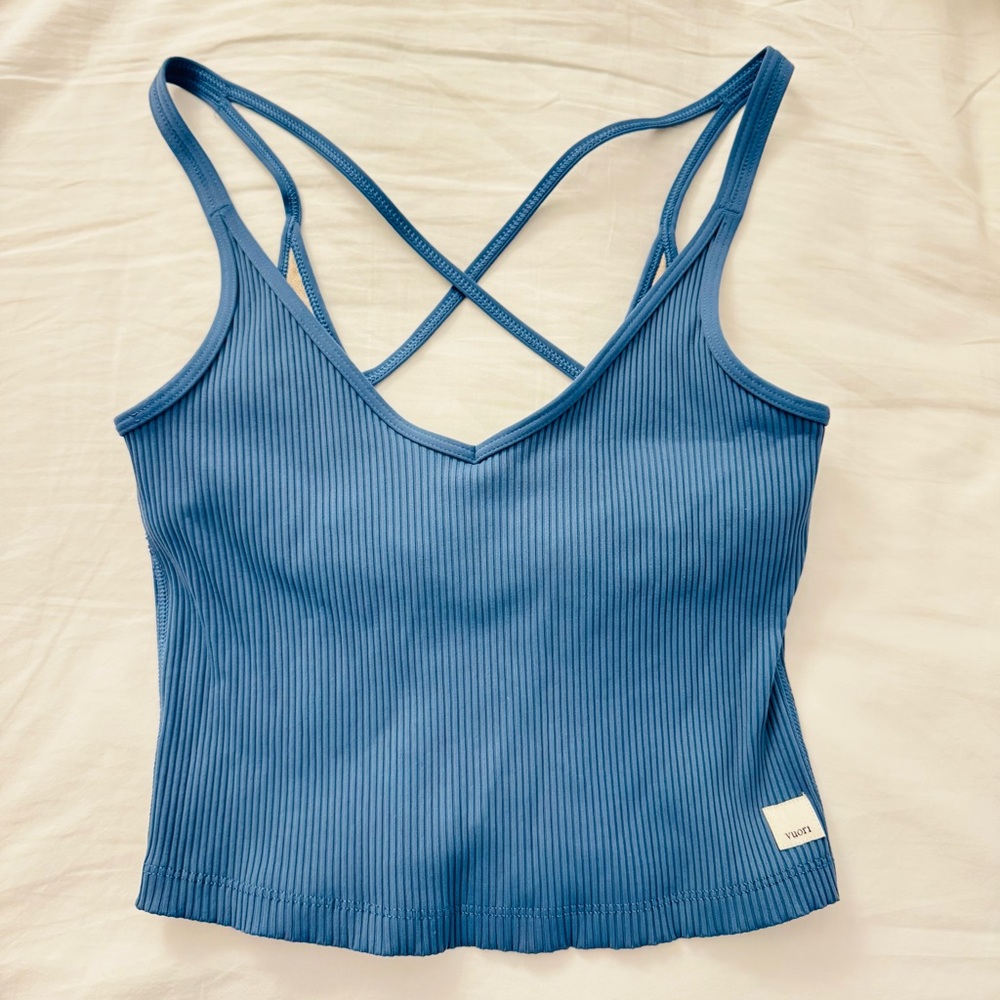 Vuori Rib Crop Tank (Pool Blue)